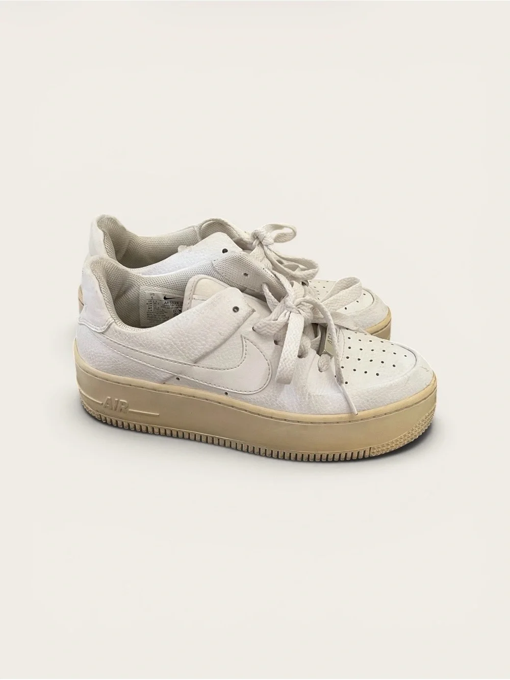 Nike Air Force 1 All White Sneakers – Size 5